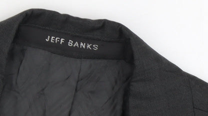 Mens UK Size 38 Jeff Banks Regular Black Suit Jacket