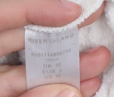 River Island Women’s Ivory Logo Hoodie, Size 3, Pullover