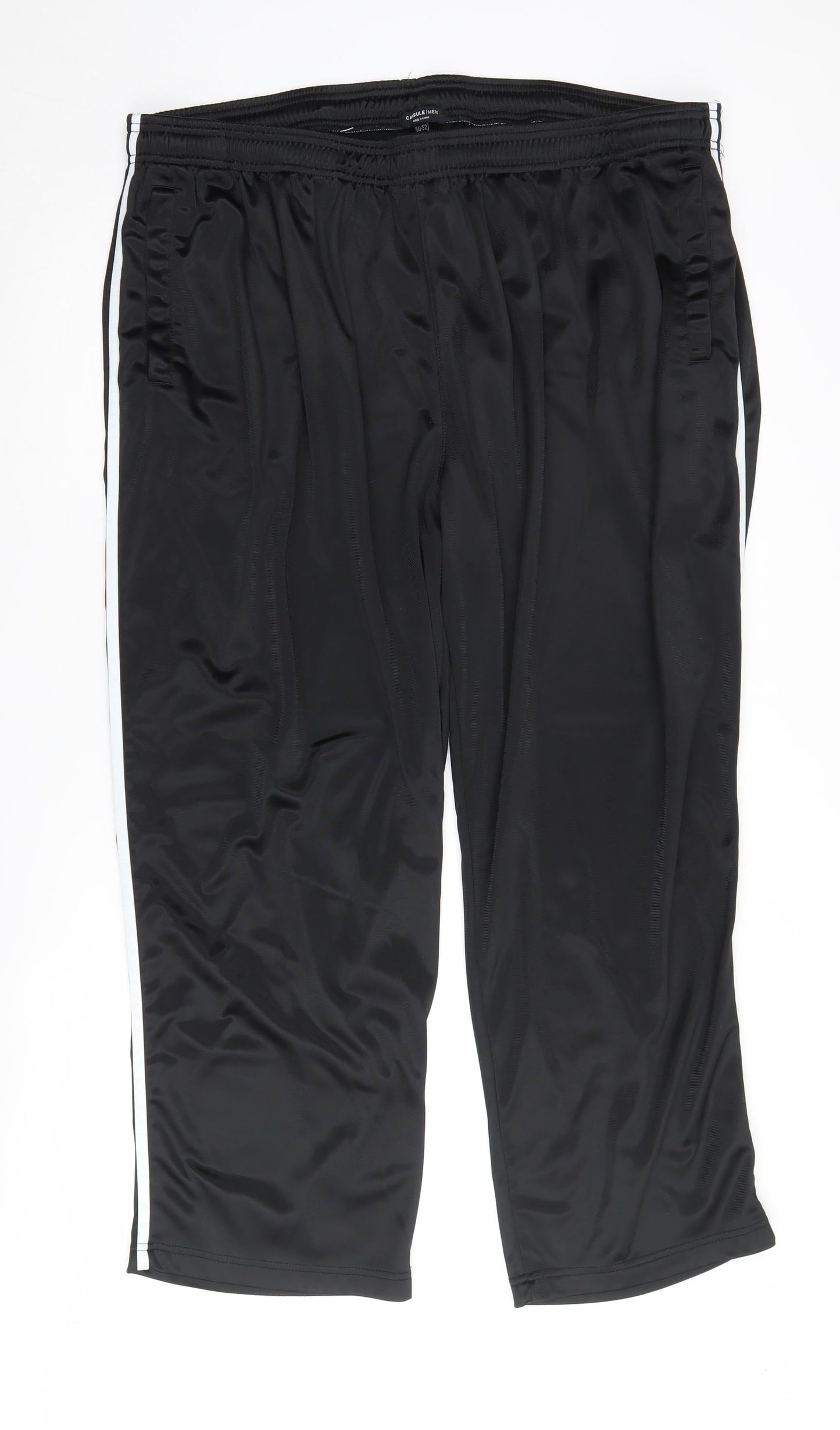 Capsule Men’s Black Track Pants, Size 50-52, Elastic Waist