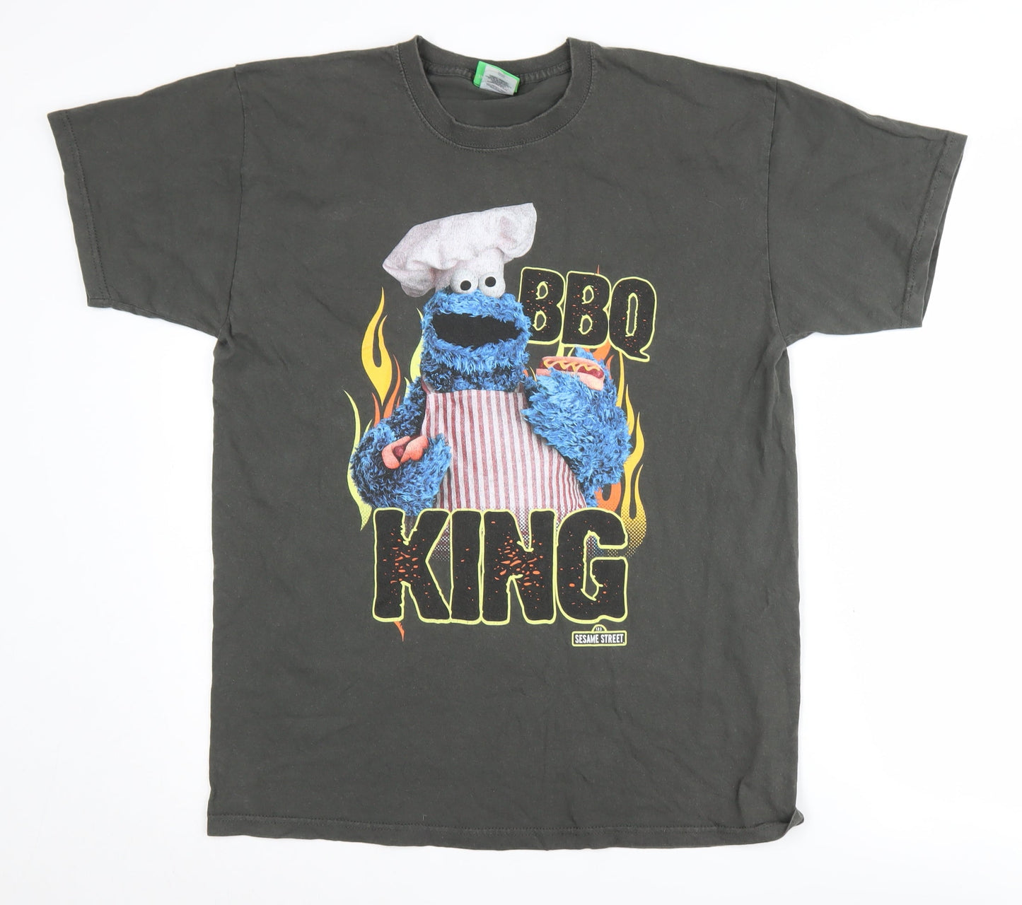 Sesame Street Men's Black L Cookie Monster BBQ T-Shirt