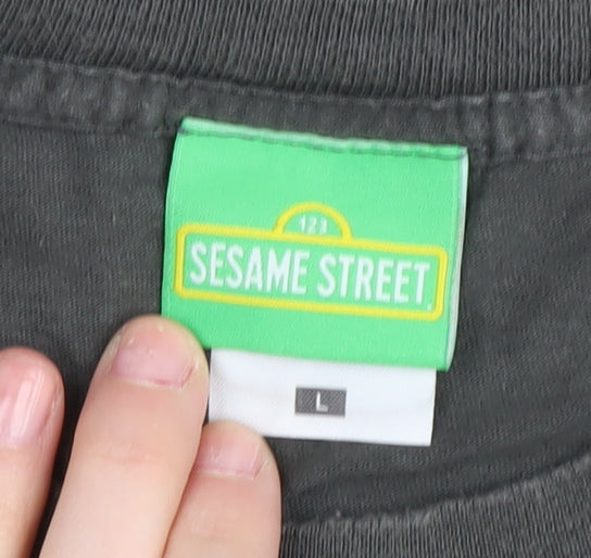 Sesame Street Men's Black L Cookie Monster BBQ T-Shirt