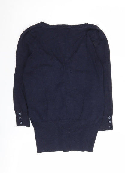 Womens UK Size 8 Red Herring Blue Cardigan Jumper