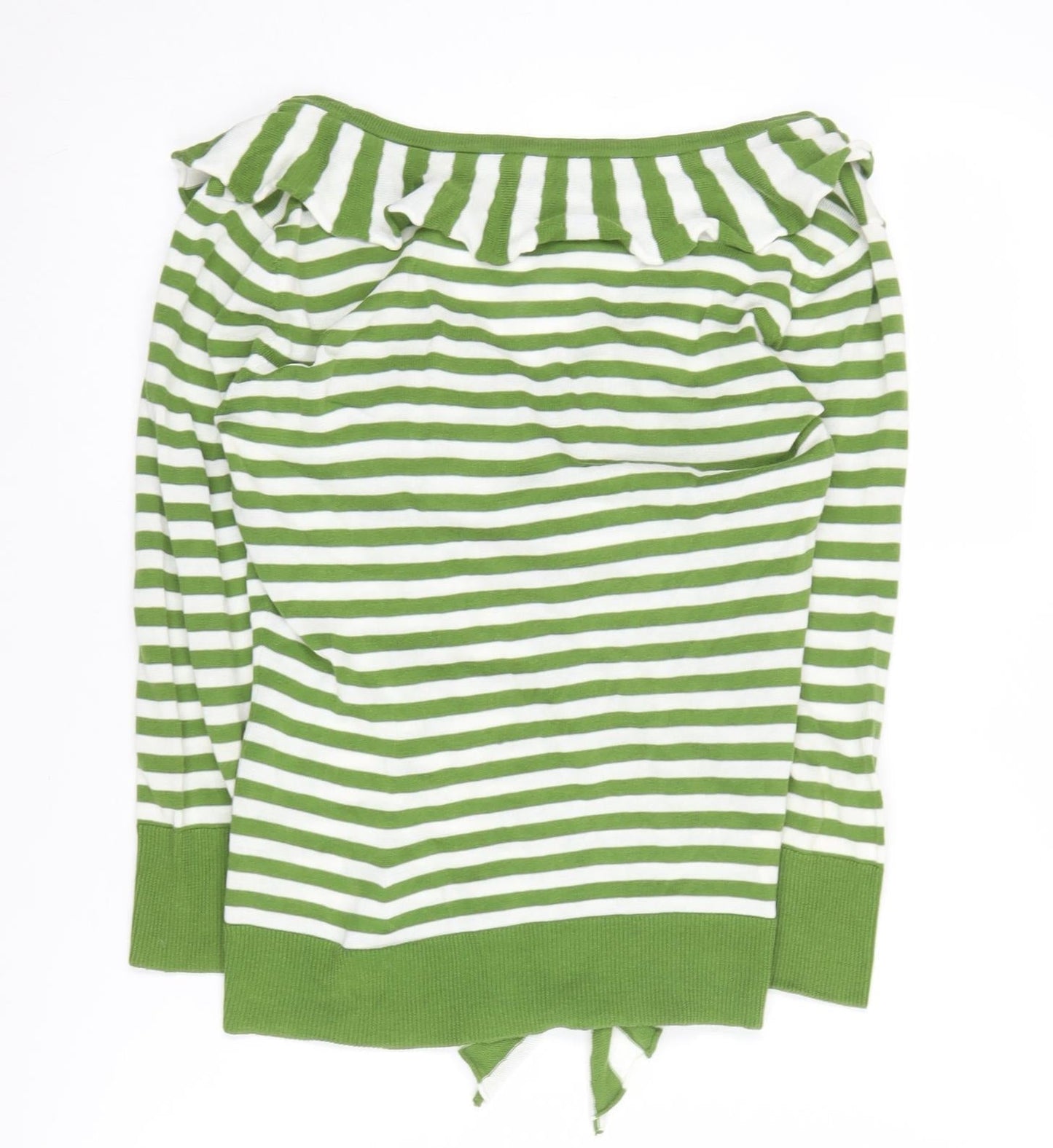 Laura Ashley Women's Green Striped Cardigan, Size 10