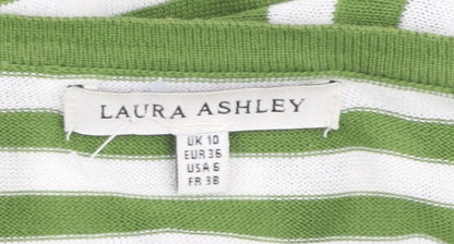 Laura Ashley Women's Green Striped Cardigan, Size 10