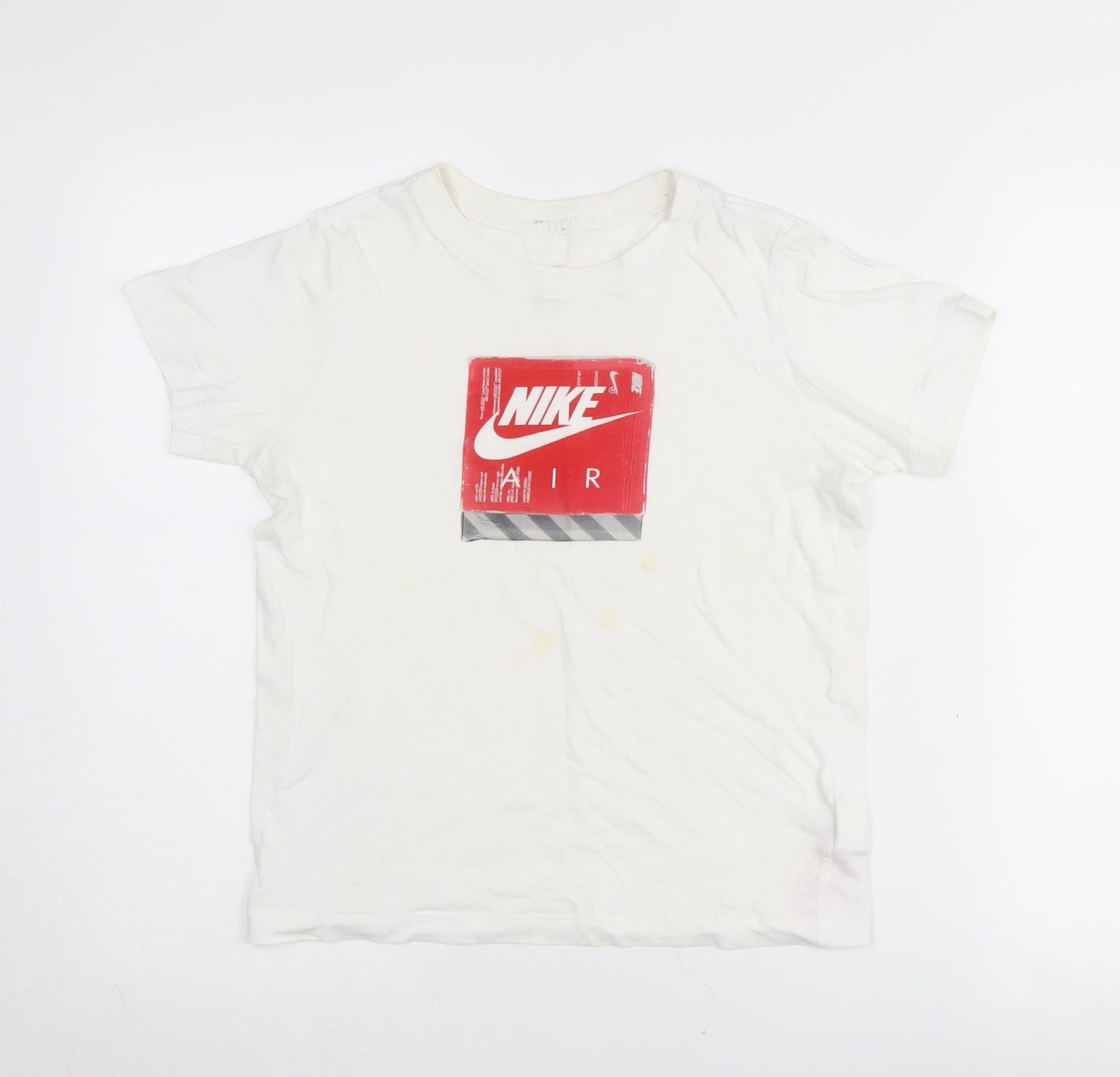 Nike Boys' White Graphic Print T-Shirt, Size S, Casual Style