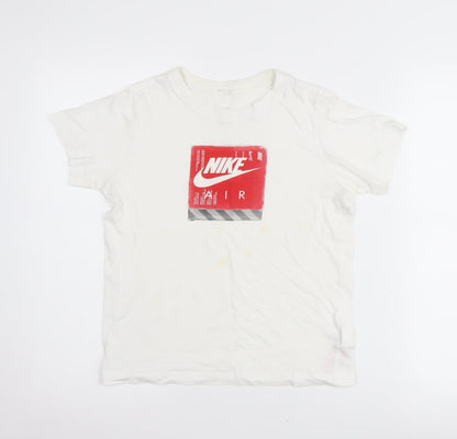 Nike Boys' White Graphic Print T-Shirt, Size S, Casual Style