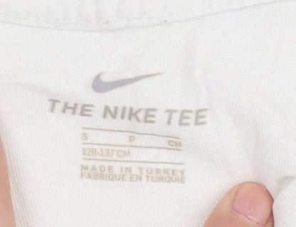Nike Boys White T-Shirt S, Sports, Breathable, Graphic Print