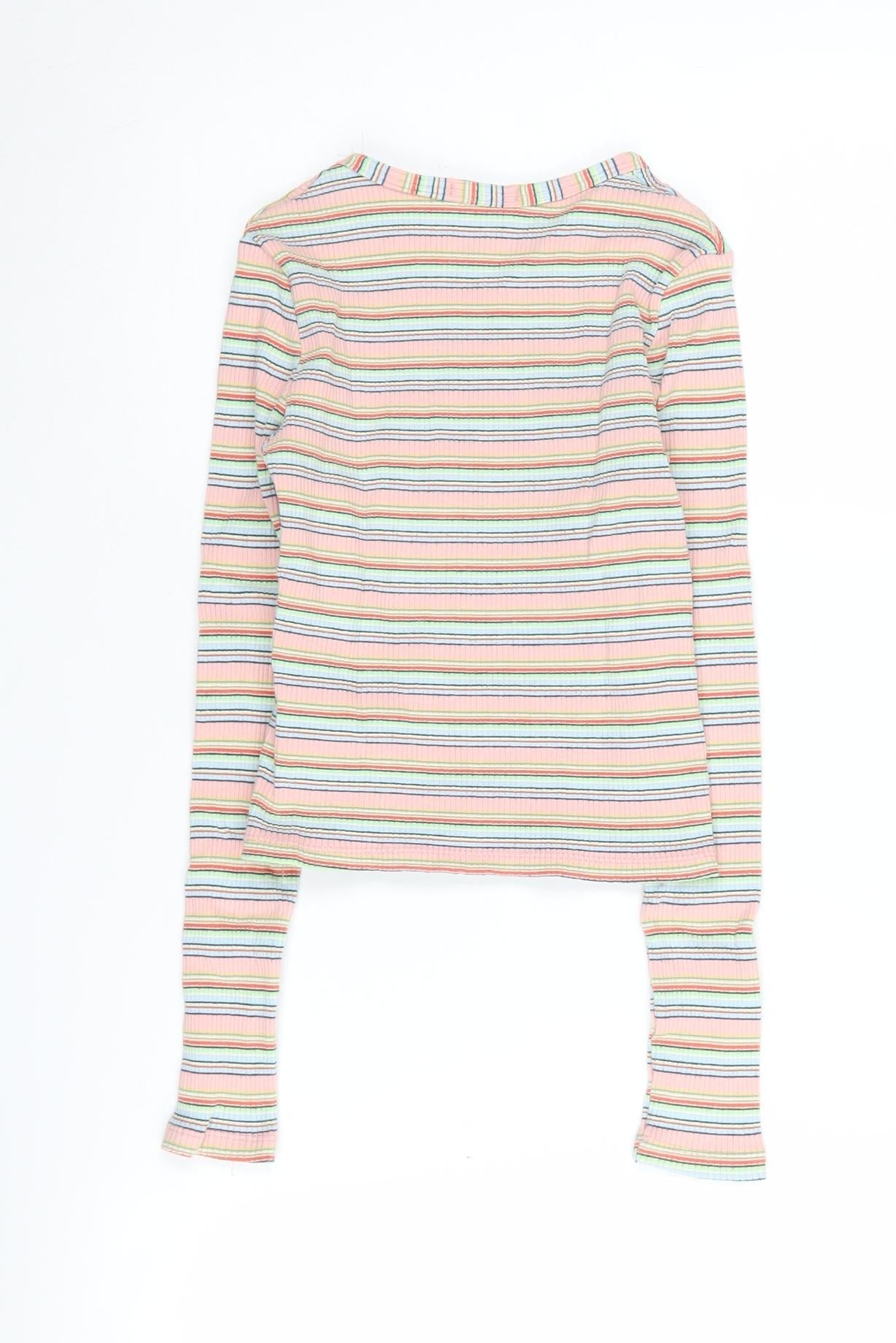Womens UK Size XS Stradivarius Multicoloured Cropped T-Shirt