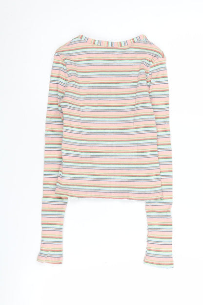 Womens UK Size XS Stradivarius Multicoloured Cropped T-Shirt