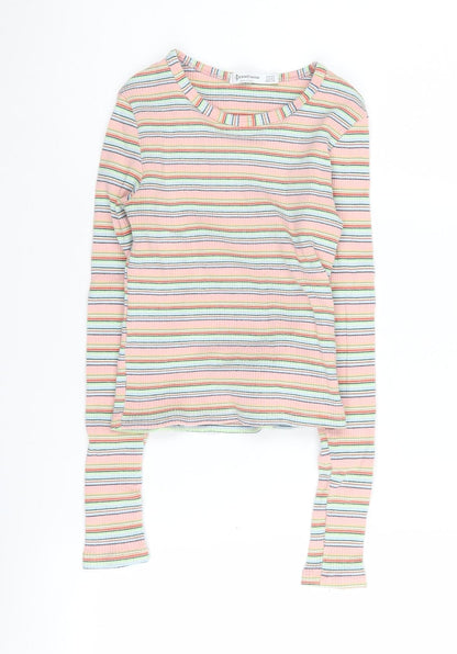 Womens UK Size XS Stradivarius Multicoloured Cropped T-Shirt