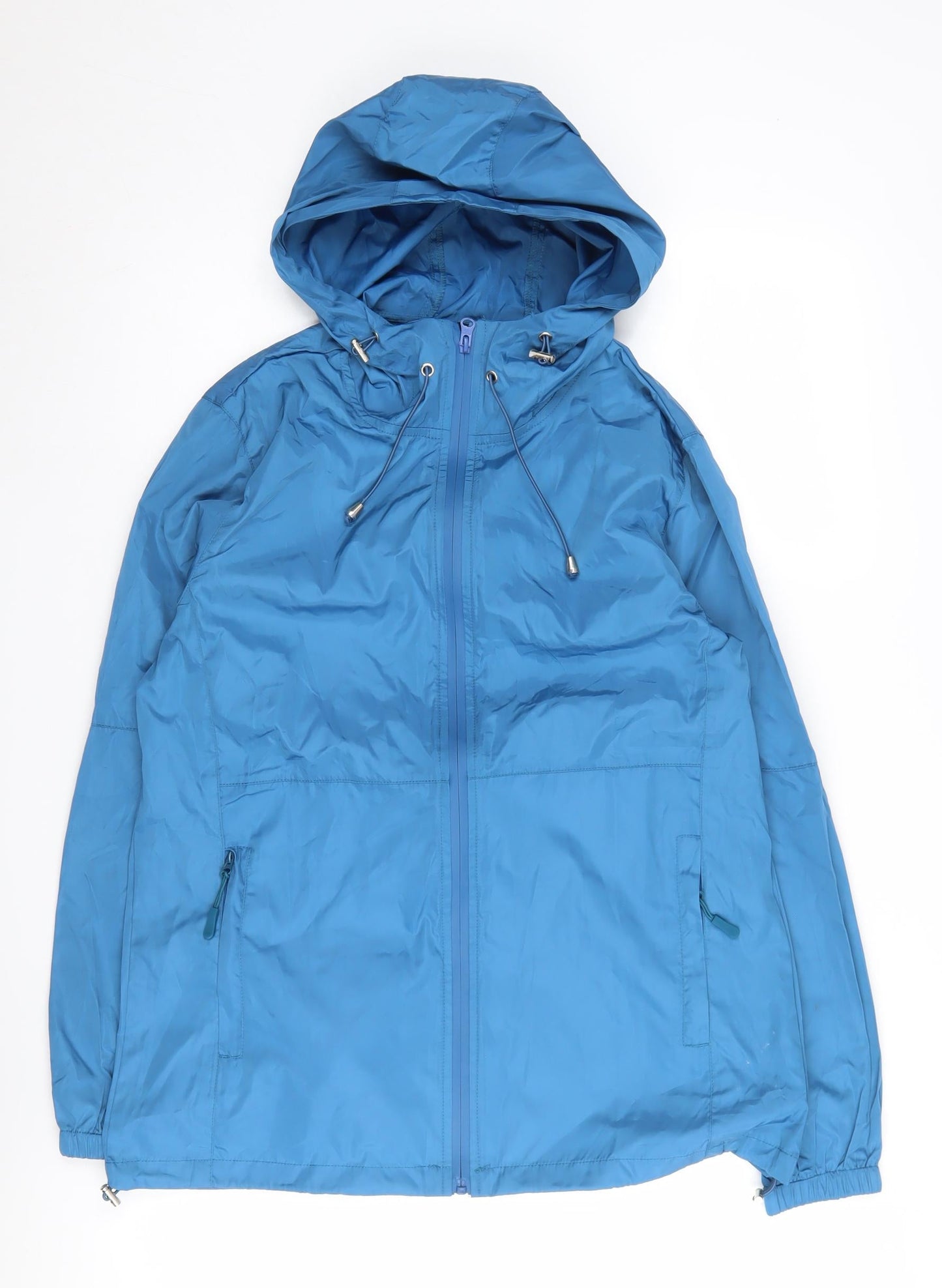 iWoo Women's Blue Hooded Basic Jacket Size S Regular Fit