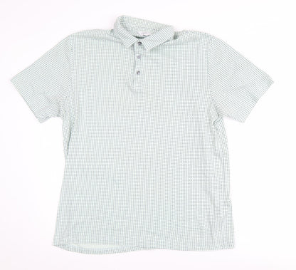 Next Men's Blue Geometric Polo Shirt L Casual Regular Fit