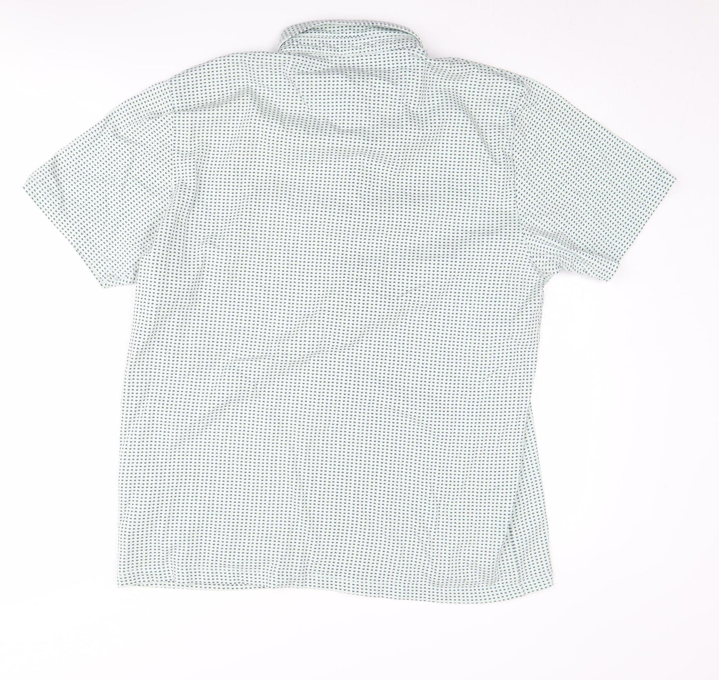 Next Men's Blue Geometric Polo Shirt L Casual Regular Fit