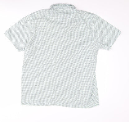 Next Men's Blue Geometric Polo Shirt L Casual Regular Fit