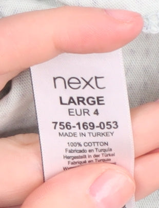 Next Men's Blue Geometric Polo Shirt L Casual Regular Fit