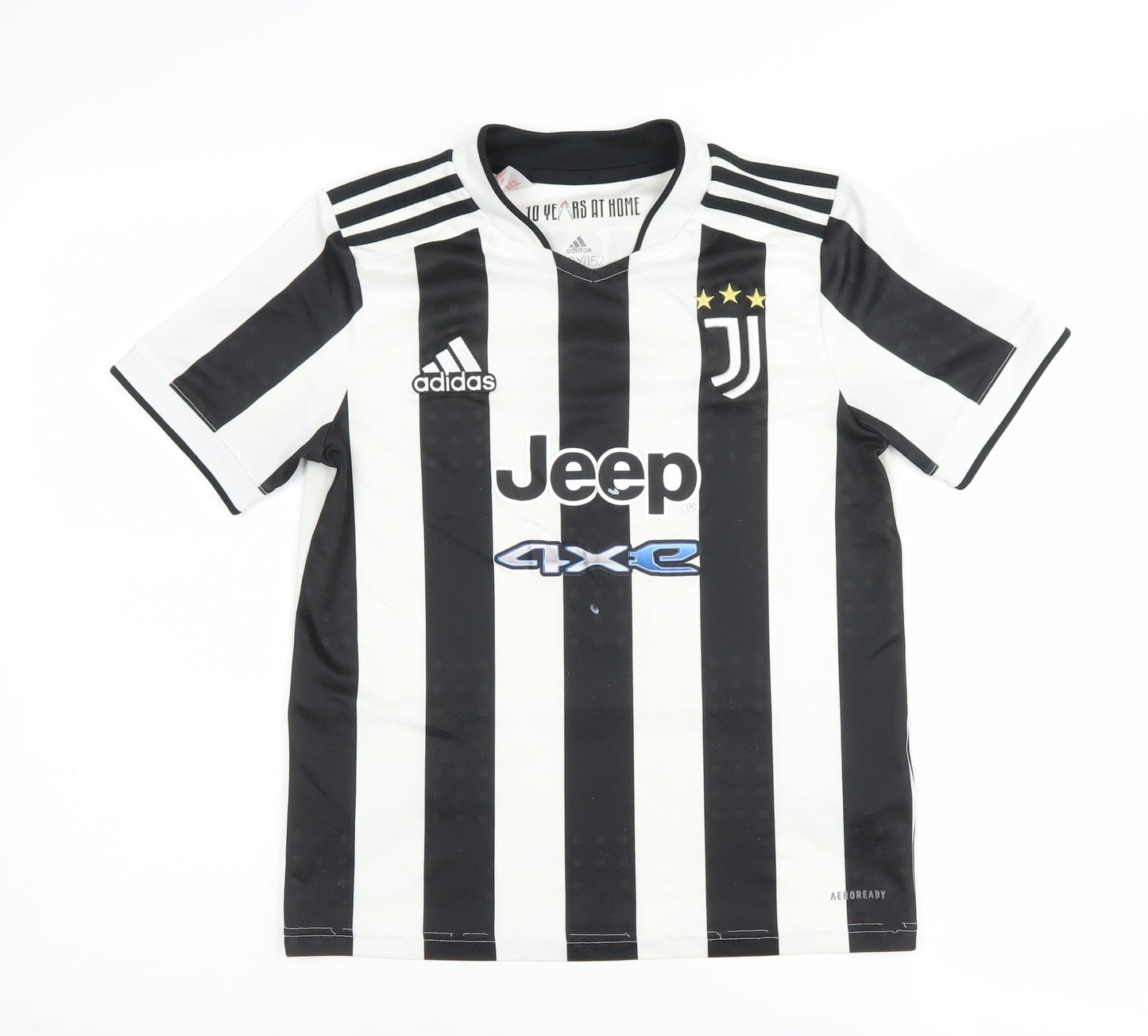 Adidas Boys 11-12 Black White Jersey Football Striped Top