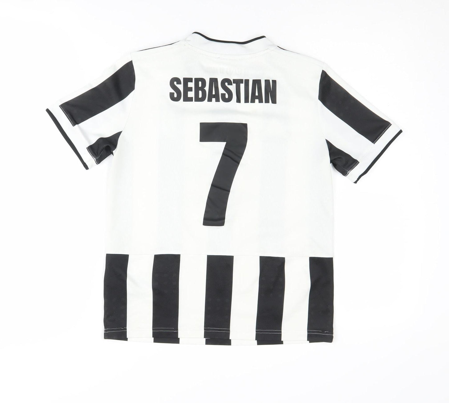 Adidas Boys 11-12 Black White Jersey Football Striped Top