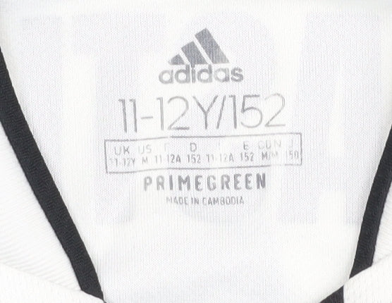 Adidas Boys 11-12 Black White Jersey Football Striped Top