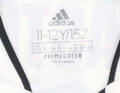 Adidas Boys 11-12 Black White Jersey Football Striped Top