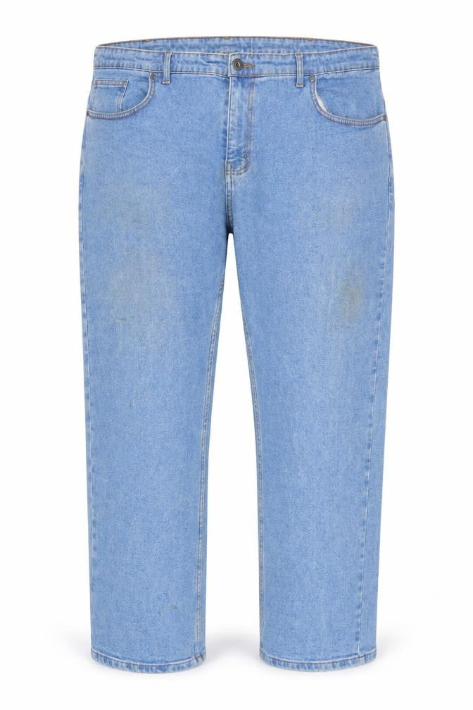 Mens UK Size 44 Cotton Works Denim Regular Fit Straight Blue Jeans