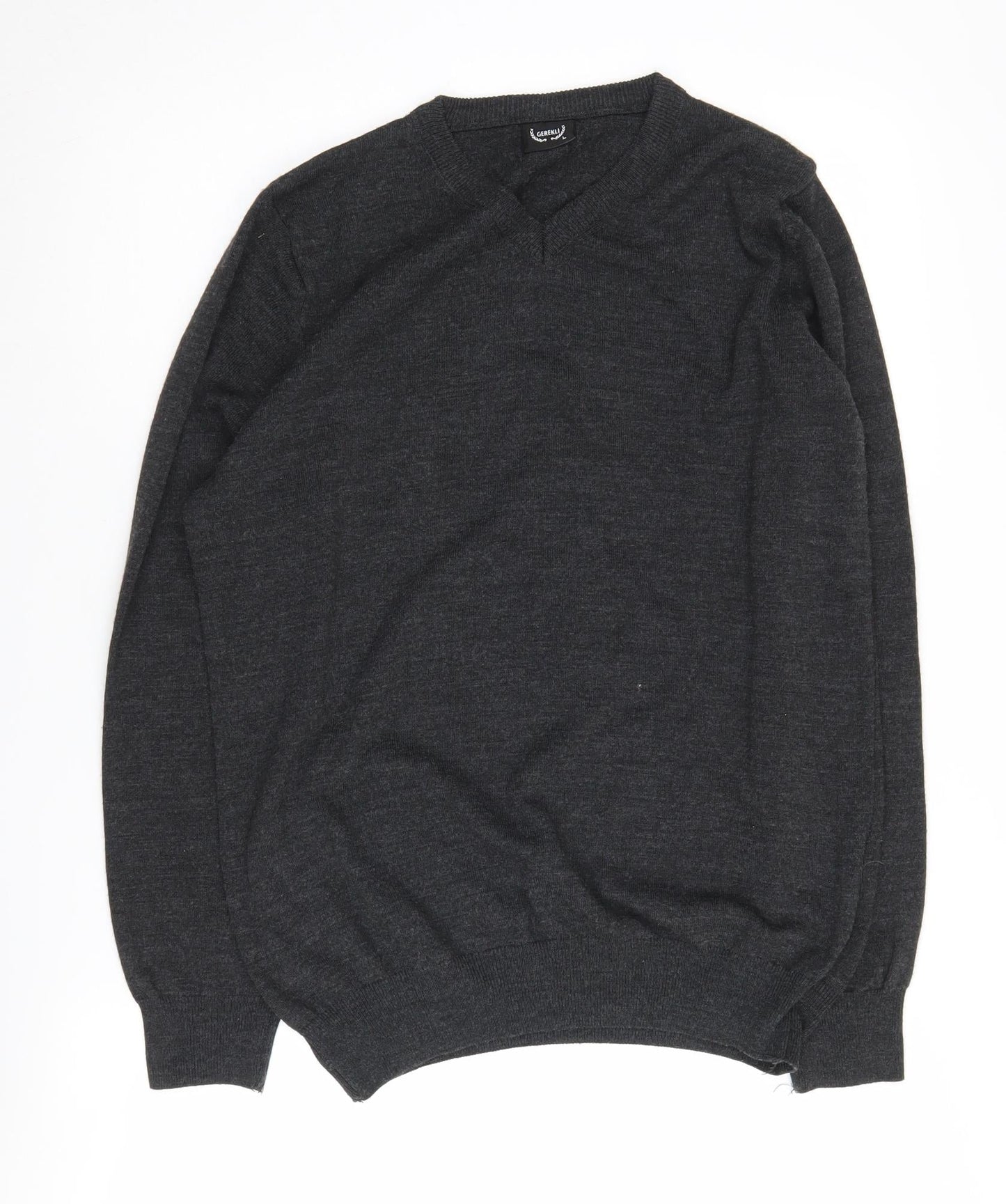 Gerekli Men's Black V-Neck Pullover Jumper L