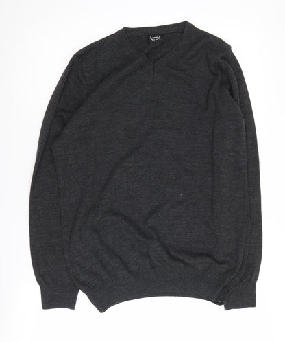 Gerekli Men's Black V-Neck Pullover Jumper L