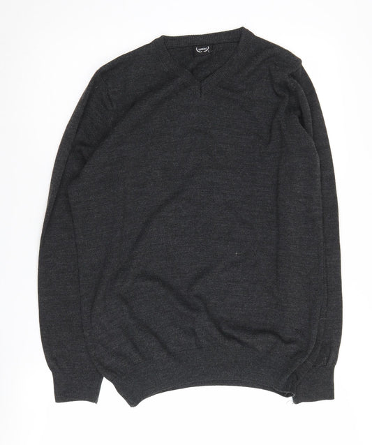 Gerekli Men's Black V-Neck Pullover Jumper L