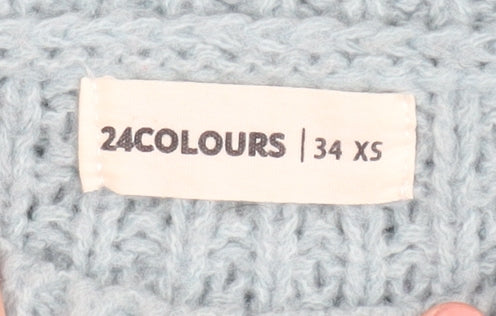 24Colours Women's Blue Waffle-Knit Pullover XS