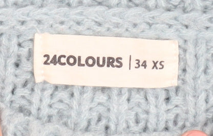 24Colours Women's Blue Waffle-Knit Pullover XS