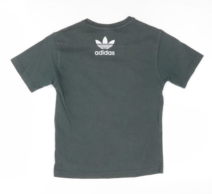 Adidas Boys Black Medium Graphic Print T-Shirt