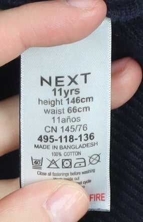 Next Boys Black Full Zip Jumper 11 Years Cotton Knit
