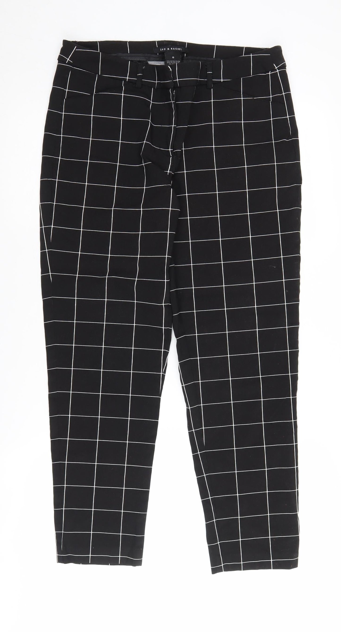 Zac & Rachel Black Check Women's Trousers, Size 10