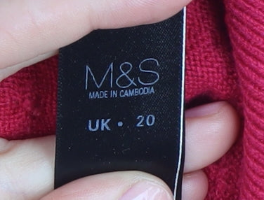 Womens UK Size 20 Marks and Spencer Red Pullover Jumper