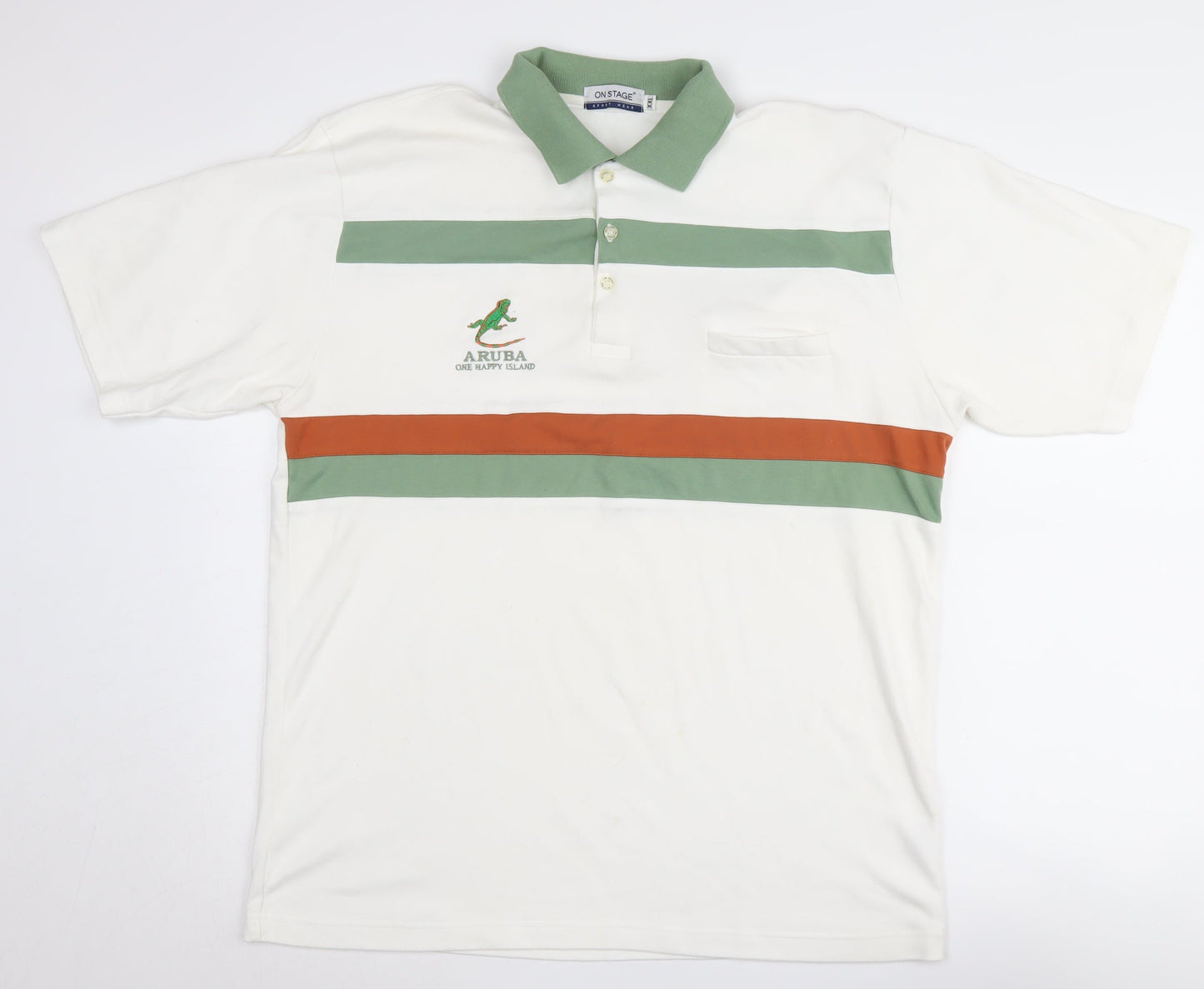 On Stage Men's 2XL White Polo Shirt - Colourblock Casual