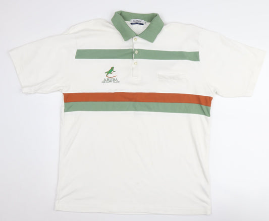 On Stage Men's 2XL White Polo Shirt - Colourblock Casual