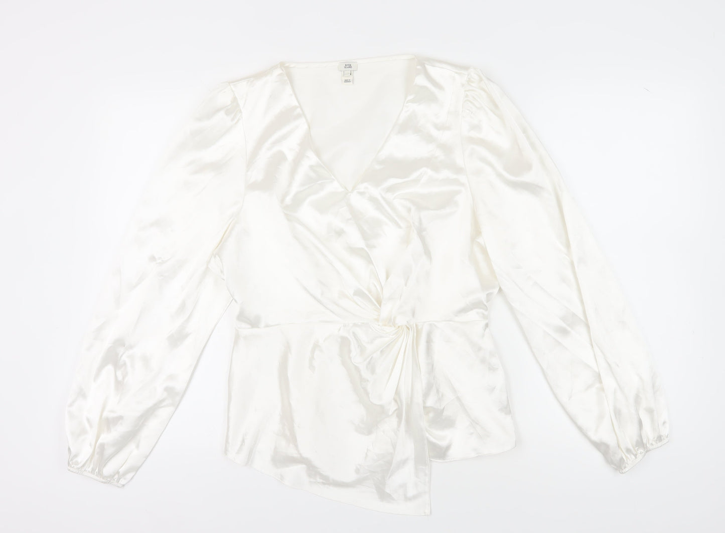Womens UK Size 16 River Island White Wrap Blouse