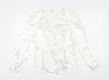 Womens UK Size 16 River Island White Wrap Blouse
