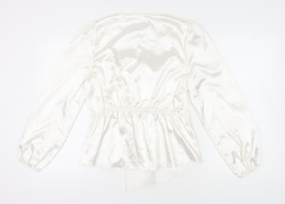 Womens UK Size 16 River Island White Wrap Blouse