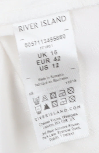 Womens UK Size 16 River Island White Wrap Blouse