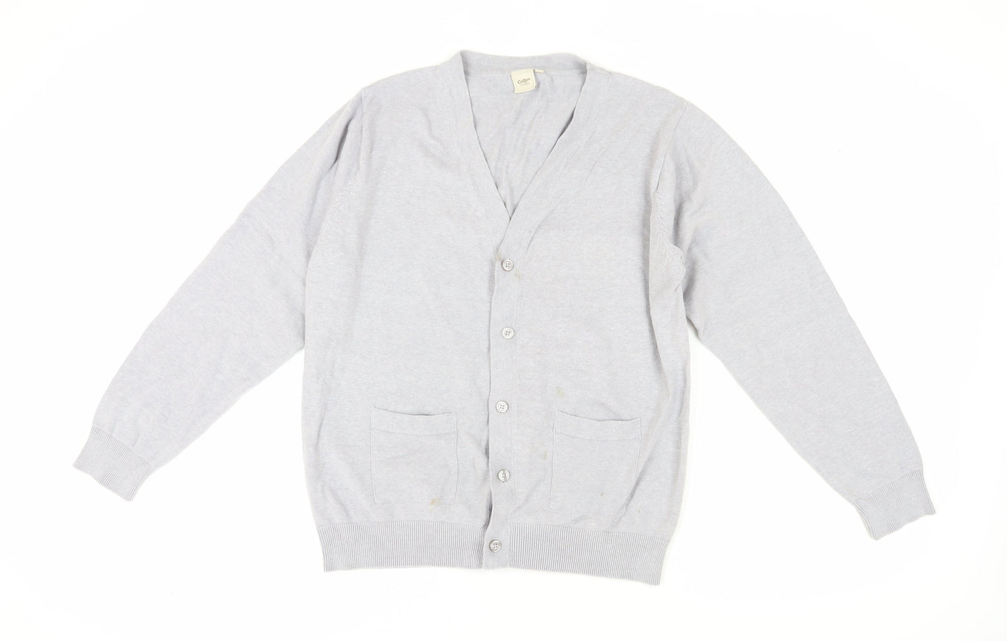 Cotton Traders Men's Grey Cardigan, Size L, V-Neck