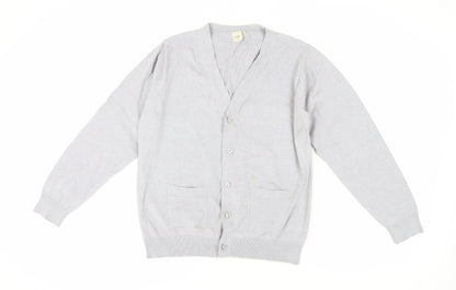 Cotton Traders Men's Grey Cardigan, Size L, V-Neck