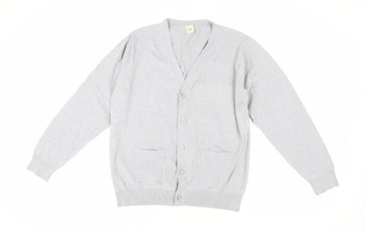Cotton Traders Men's Grey Cardigan, Size L, V-Neck