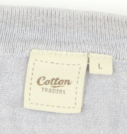 Cotton Traders Men's Grey Cardigan, Size L, V-Neck