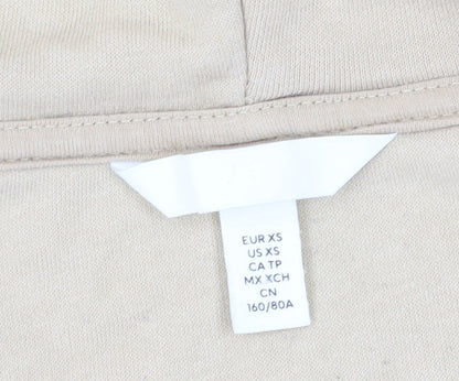 H&M Women's Beige XS Full Zip Hoodie with Hood