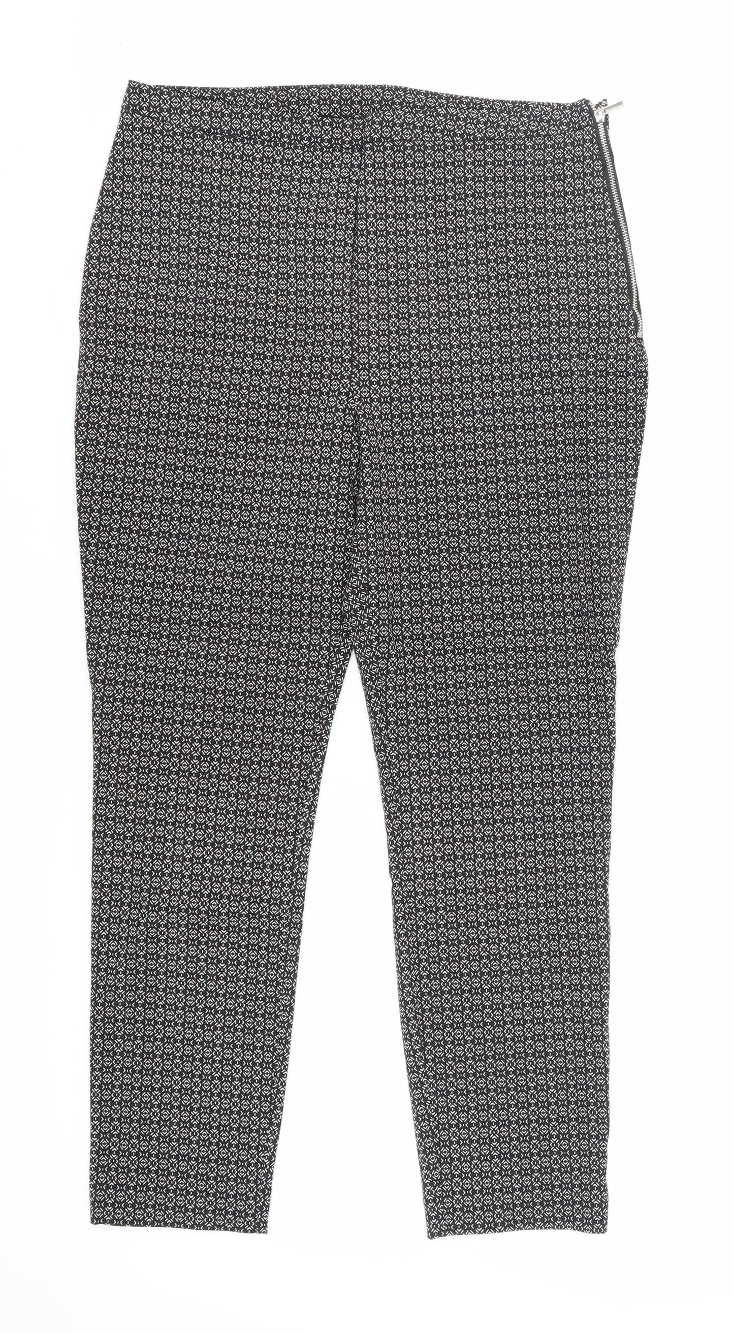 New Look Women's Black Geometric Trousers Size 14