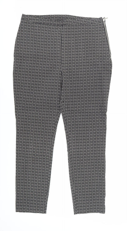 New Look Women's Black Geometric Trousers Size 14