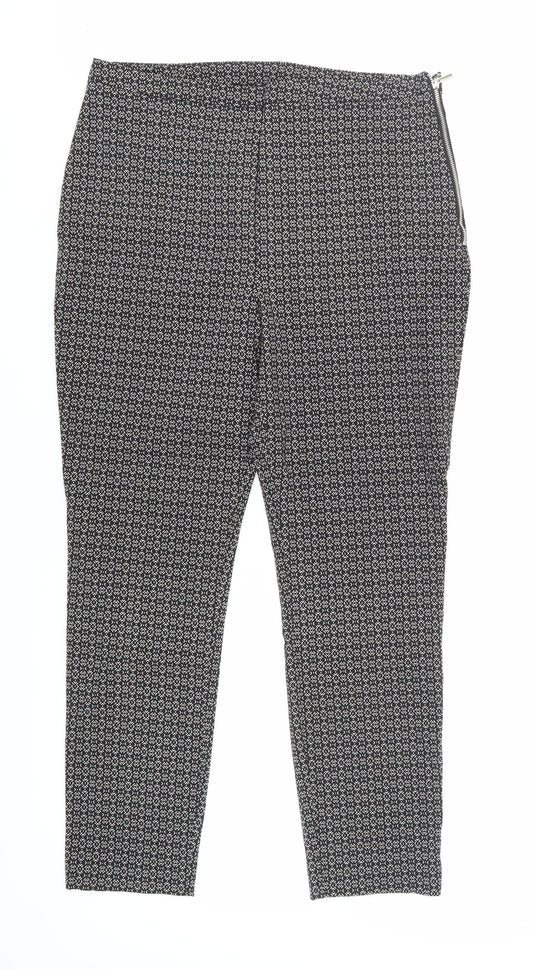New Look Women's Black Geometric Trousers Size 14