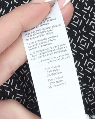 New Look Women's Black Geometric Trousers Size 14