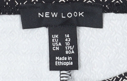 New Look Women's Black Geometric Trousers Size 14