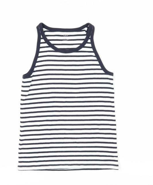 GAP Women's Navy Striped Tank Top, Size L Petite